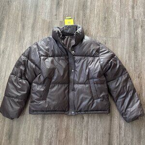 New EXPRESS brown oversized puffer jacket cropped coat Alo like brown puffer m